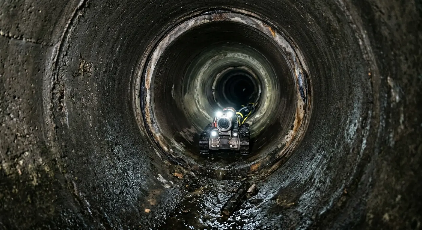 Robotic sewer camera inspecting pipe interior for Drain Snake Service in Benson